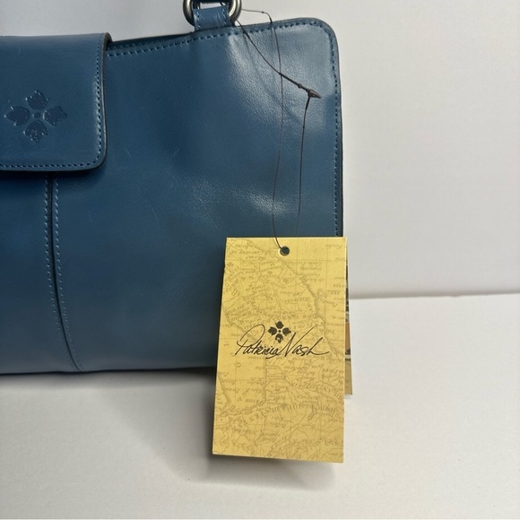 Patricia Nash Safflower Blue Leather Satchel Rienzo Italian Pheasant New - Picture 5 of 14